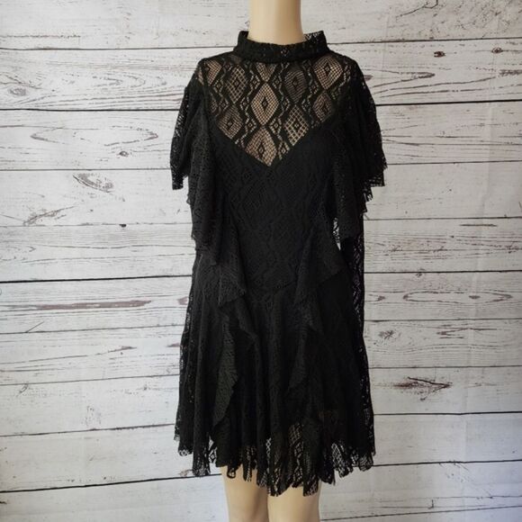 Free People Rock Candy Lace Long Sleeve Mini Dress Small NWT - Picture 2 of 6